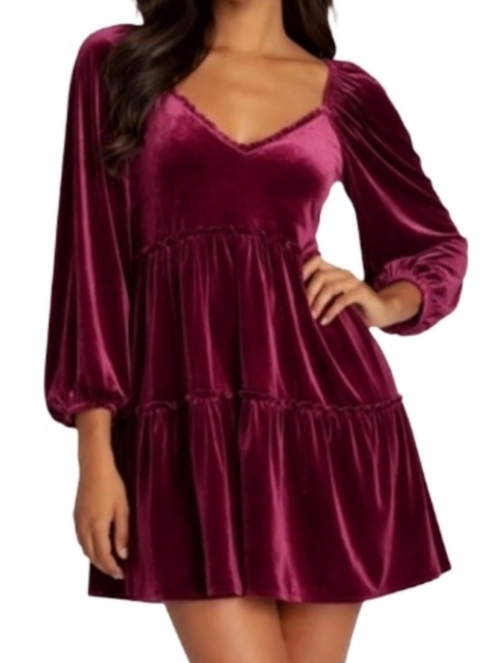 Betsey Johnson Vintage Plum Velvet Tired Babydoll Dress Size XS Whimsygoth Vamp